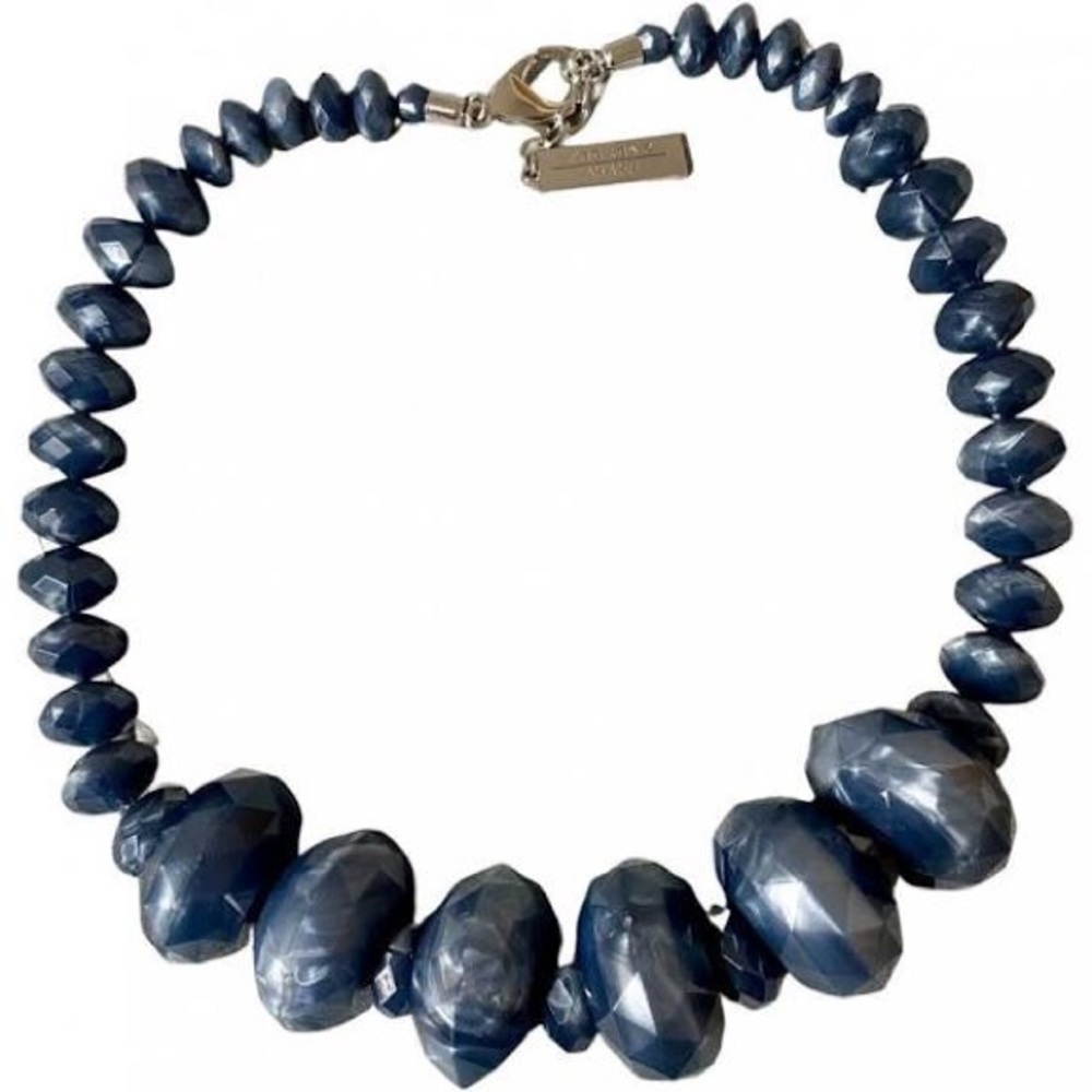 Max Mara Weekend Faceted Iridescent Grey Blue Chunky Statement Bead Necklace